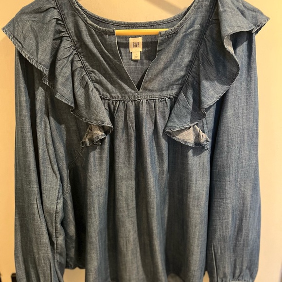 GAP Tops - GAP Denim Ruffle Shirt